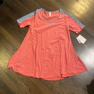 LuLaRoe Perfect T Small S NEW NWT Coral Pink Blue